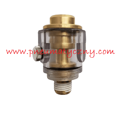 Zawór mosiężny z rączką Naolejacz narzędziowy CG-2 1/4" na białym tle.