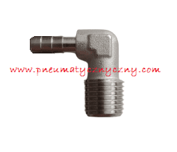 Kolanko króciec na wąż 6 mm x 1/4" gwint zewnętrzny z gwintowanym zakończeniem.